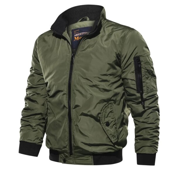 Chaquetas informales con cremallera para hombre, moda Primavera Otoño, Color sólido, prendas de vestir para hombre, cuello de béisbol, Tops, chaquetas nuevas para hombre