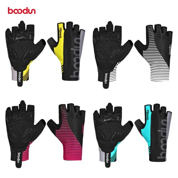 Boodun bicicleta de carretera Ciclismo medio dedo guantes Luvas de Bicicletas antideslizante al aire libre deporte corto mitones Luvas Ciclismo MTB guante