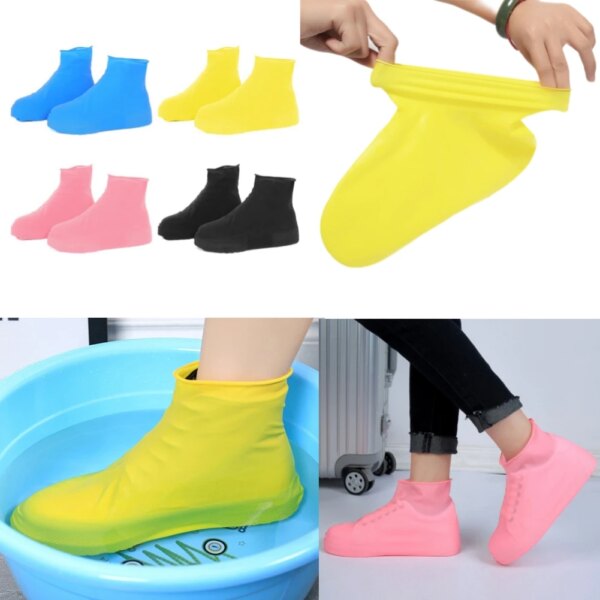 Botas de silicona cubierta impermeable para zapatos, cubiertas reutilizables para zapatos de lluvia, Protector de zapatos Unisex, cubiertas para pies, chanclos de ciclismo, oferta