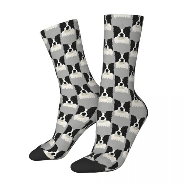 Border Collie Poker Face Dog Hombres Mujeres Calcetines Ciclismo Novedad Primavera Verano Otoño Invierno Medias Regalo