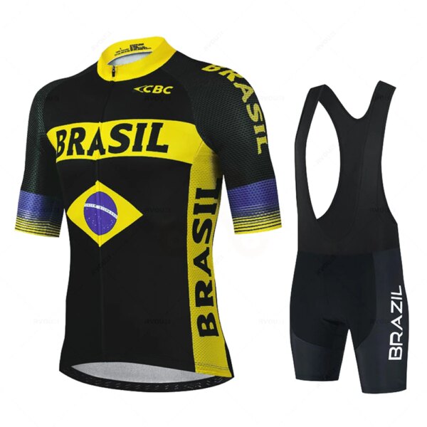 Conjunto de Jersey de Ciclismo de Brasil, traje de verano para bicicleta, pantalones cortos con pechera de secado rápido, Ropa para Ciclismo de montaña