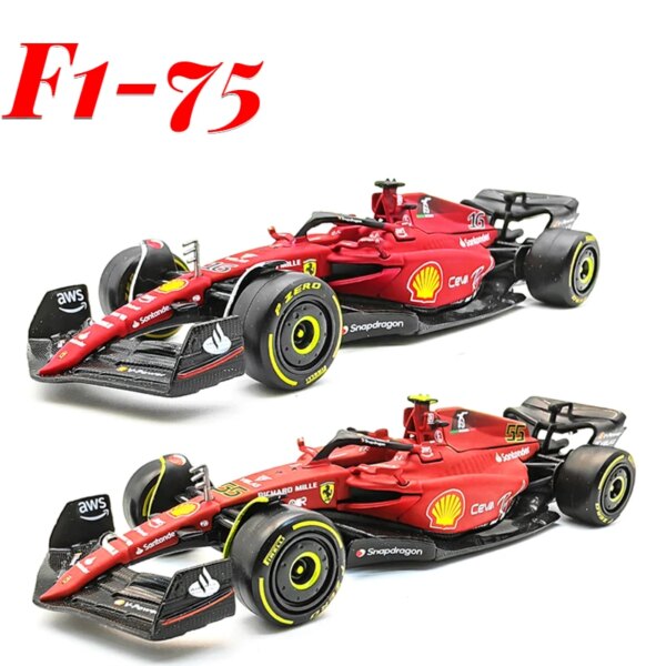 Burago 1:43 2022 Scuderia Ferrari F1-75 #16 Leclerc #55 Sainz F1 modelo de coche de fórmula simulación estática colección fundida regalo