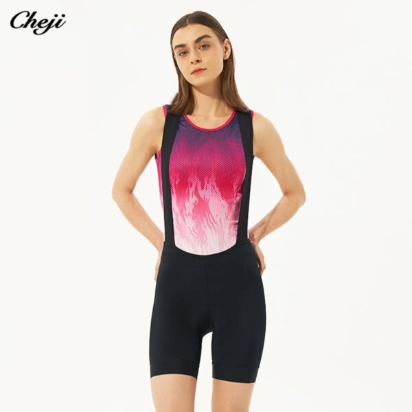 CHEJI-pantalones cortos con pechera para Ciclismo para mujer, Culotte de Ciclismo para mujer, equipo de Ciclismo, pantalones cortos deportivos para bicicleta, LICRA de secado rápido, 2024