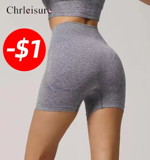 CHRLEISURE pantalones cortos de gimnasio sin costuras para mujer, pantalones cortos de verano para mujer, pantalones cortos de ciclismo para mujer, pantalones cortos deportivos de cintura alta para Fitness