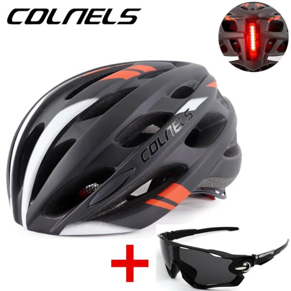 COLNELS Casco de Ciclismo de Seguridad Ultraligero Casco de Bicicleta para Exteriores con luz Trasera Recargable por USB Casco de Bicicleta de Carretera de montaña para Adultos