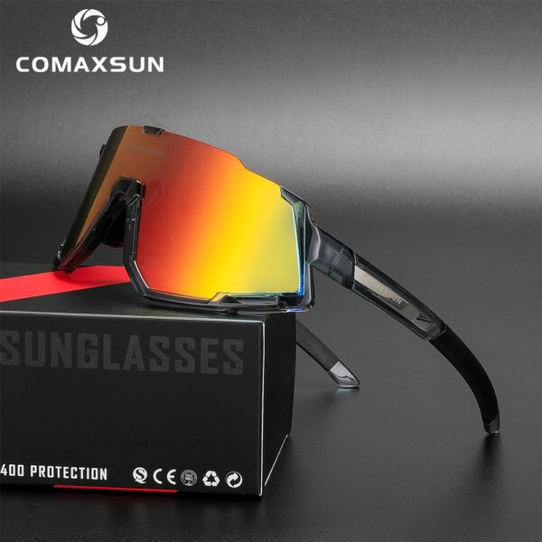 COMAXSUN gafas polarizadas profesionales para ciclismo, gafas para deportes al aire libre, gafas de sol para bicicleta UV 400 con 3 lentes TR90