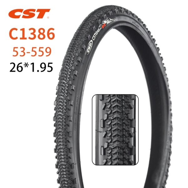 Neumático de bicicleta de montaña CST 26*1,95 neumáticos todoterreno para bicicleta MTB 53-559 neumáticos resistentes al desgaste de bicicleta de 26 pulgadas C1386