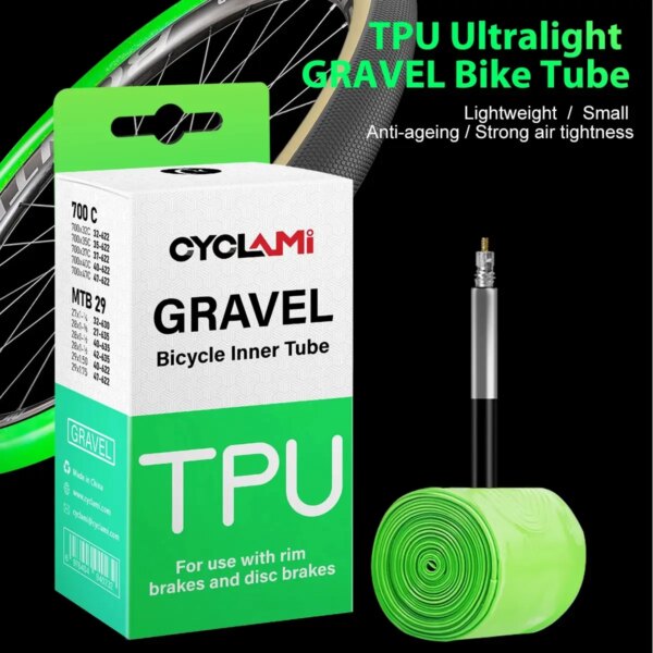 CYCLAMI ultraligero camino MTB 29 bicicleta TPU tubo interior neumático válvula francesa FV 45mm para grava 700C 32C 35C 37C 40C 47C súper ligero