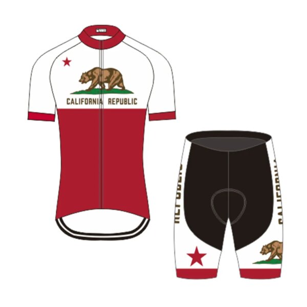 Conjuntos de Jersey de ciclismo de California para hombre, Kit de ropa de bicicleta del equipo estatal de EE. UU., ropa de Ciclismo de Carretera de verano, trajes Anti-UV