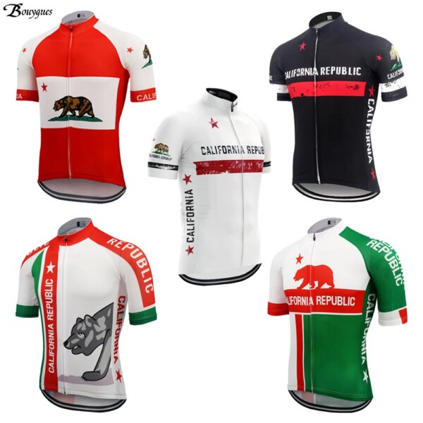 Camiseta de Ciclismo de varios estilos de la República de California para hombre Ropa de Ciclismo equipo profesional Ropa de Ciclismo MTB Maillot Ciclismo Ropa de bicicleta