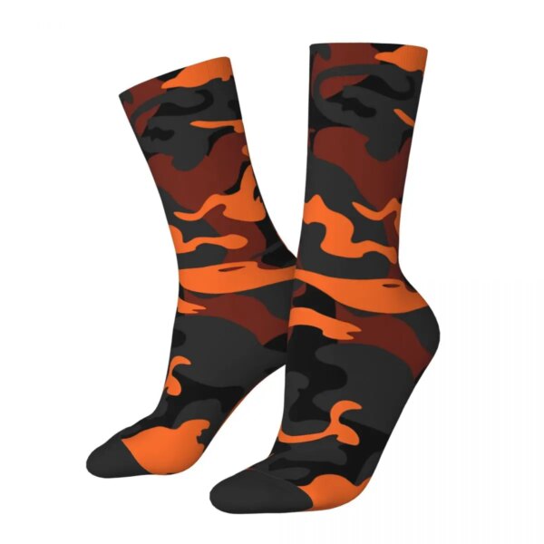 Camuflaje estilo camuflaje naranja oscuro camuflaje hombres mujeres calcetines ciclismo novedad Primavera Verano Otoño Invierno medias regalo