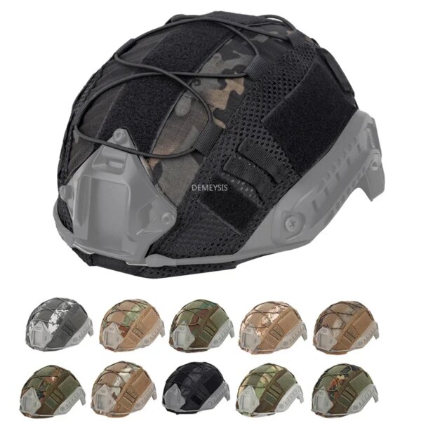 Camuflaje táctico rápido casco cubierta tiro MH PJ BJ cascos tela Paintball CS Wargame casco Accesorios