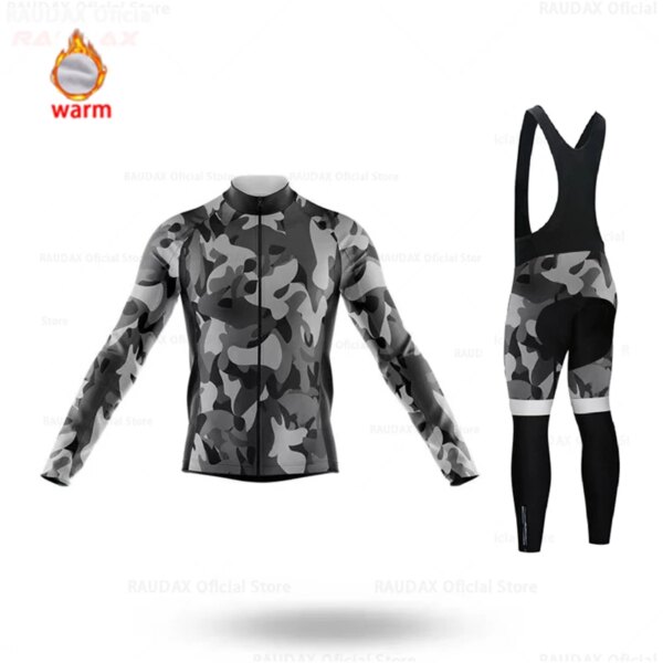 Camuflaje invierno térmico polar ciclismo Jersey conjunto ropa de ciclismo muy cálidas ropa para bicicleta de montaña conjunto de ropa de bicicleta de carreras