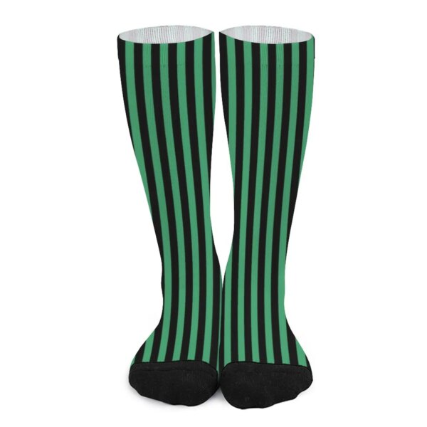 Medias de rayas color caramelo, calcetines Kawaii con diseño de línea verde y negra, Calcetines antideslizantes de invierno, calcetines de calidad para ciclismo para mujer