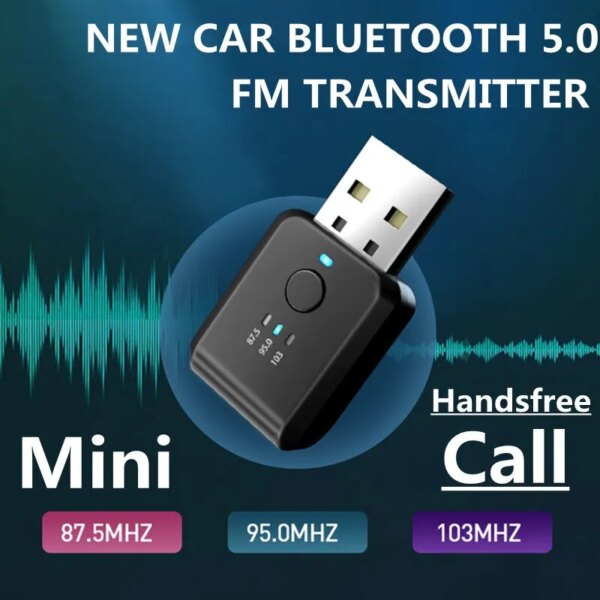 Receptor y transmisor Bluetooth 5,1 para coche, llamada con manos libres, Mini Kit de alimentación USB para coche, adaptador de Audio inalámbrico estéreo para coche, Radio Fm