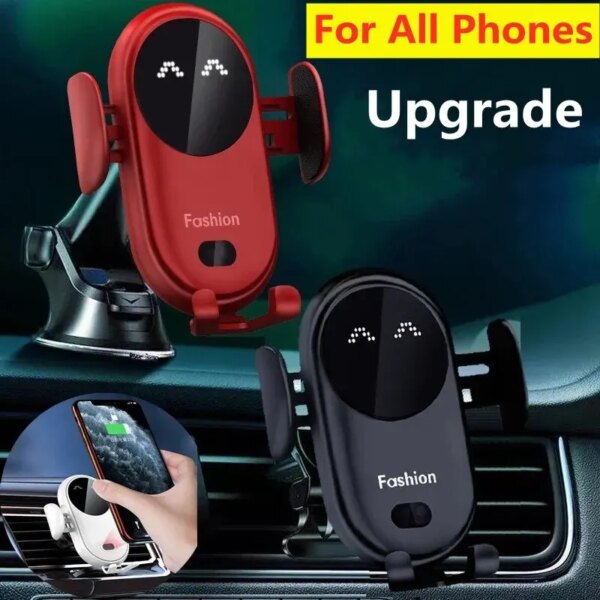 Cargador inalámbrico para coche, soporte para teléfono para iPhone 15, 14, 13, Samsung, Xiaomi, inducción infrarroja, carga rápida de 15W