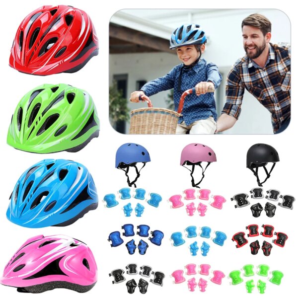 Casco de bicicleta para niños, cascos de bicicleta de carretera MTB, casco de protección transpirable seguro con rodilleras para deportes al aire libre