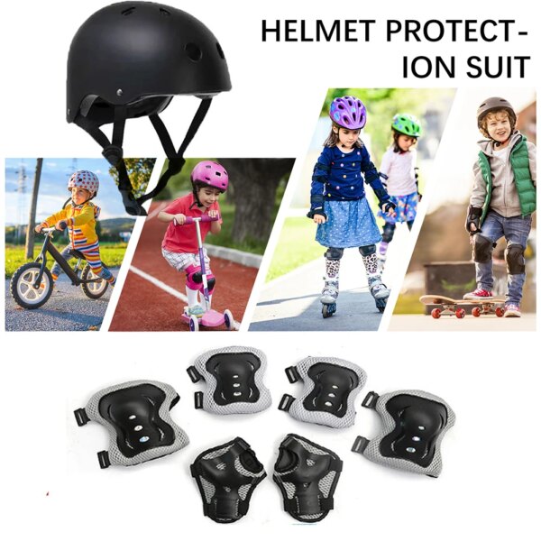 Equipo de protección para niños Protección de seguridad con casco Equipo protector para el cuerpo Resistente a impactos 7 en 1 Transpirable para deportes al aire libre