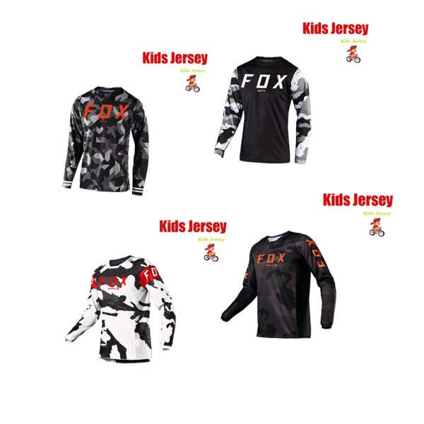 Camiseta para niños, Camisetas de Motocross, camiseta para bicicleta de montaña BAT FOX, camiseta todoterreno DH para niños, Camisetas transpirables de secado rápido para niño