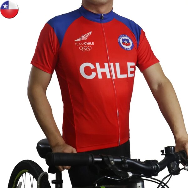 Chile Jersey de manga corta camisa de carretera chaqueta de bicicleta ciclismo Top ropa de descenso ropa de Fitness suéter deportivo babero antideslizante