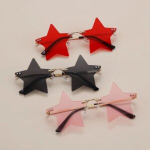 Decoración navideña para mujeres y hombres, gafas de pentagrama, gafas de fiesta con forma de estrella, gafas de sol sin montura, gafas de sol