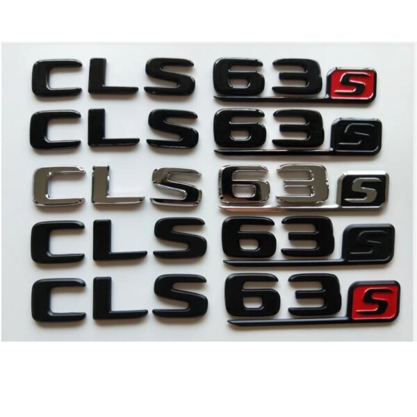 Letras planas cromadas y negras para Mercedes Benz W218 CLS63 S AMG, emblemas de números traseros para maletero
