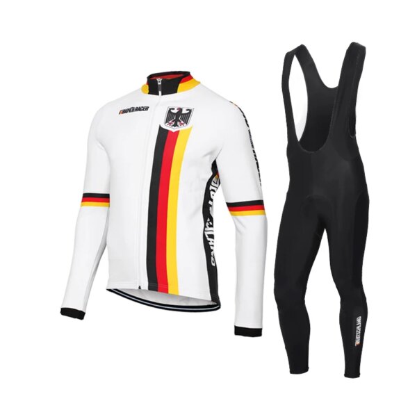 Conjunto de manga larga de ciclismo del equipo alemán Deutschland, forro polar térmico clásico fino o de invierno, personalizado, OROLLING