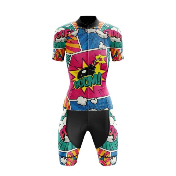 Comic Mujer verano Ropa Ciclismo femenina corta sin mangas Bib Shorts Gel transpirable Pad Ciclismo Jersey conjunto Ropa Mujer