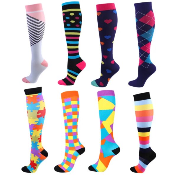 Calcetines de compresión para hombre y mujer, medias deportivas hasta la rodilla para correr, maratón, ciclismo, Edema, Diabetes, venas varicosas, 20-30mmgh