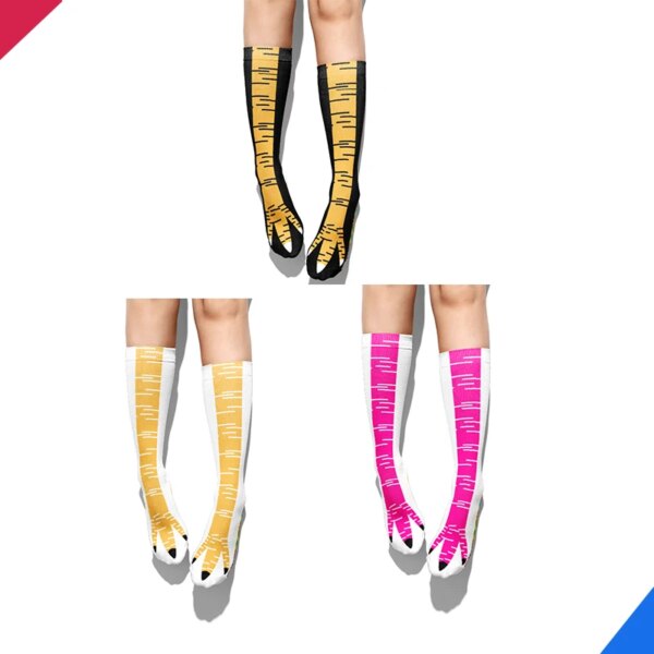 Calcetines divertidos creativos con estampado 3d de pies de pollo para hombres y mujeres, bonitos calcetines felices para el hogar, calcetines casuales de animales, calcetines de moda para ciclismo