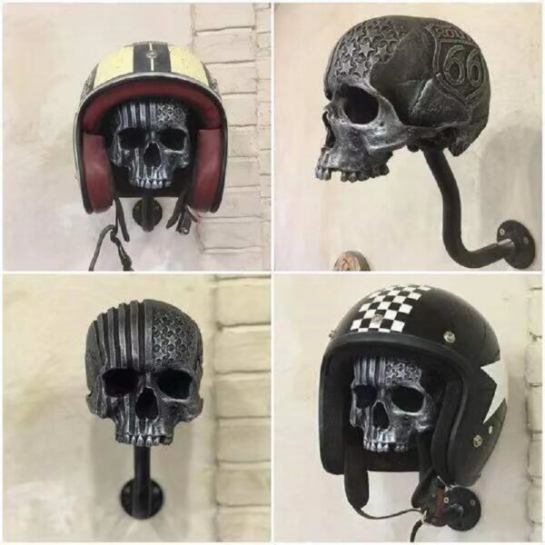 Soporte creativo para casco de motocicleta con calavera, colgador para casco de adulto montado en la pared, estante de almacenamiento para casco de bicicleta, decoración de pared