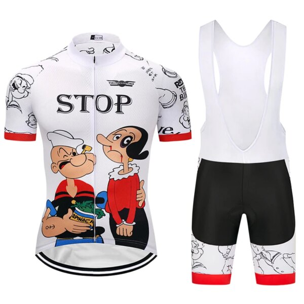 Crossrider-Camiseta corta de ciclismo con dibujos animados para hombre, ropa de ciclismo de montaña, conjunto de babero transpirable, Culotte de Gel, traje deportivo, 2023