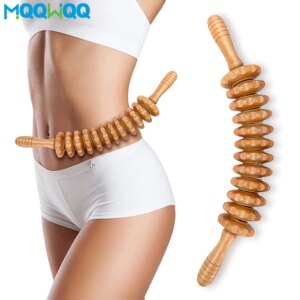Masajeador curvo, rodillo de mano, masajeador de drenaje linfático de madera para anticelulitis, alivio de la cintura del vientre de los músculos del cuerpo
