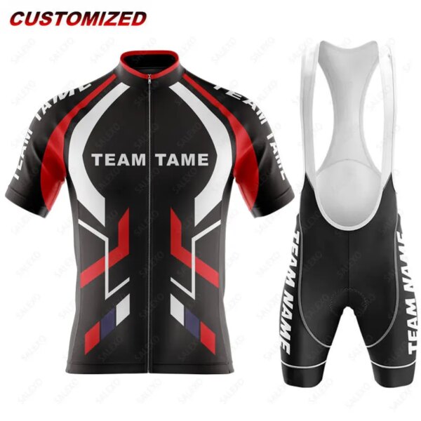 Nombre del equipo de ciclismo personalizado para hombre, conjuntos de ciclismo de carreras, camiseta de ciclismo de manga corta de verano, ropa para bicicleta de montaña de secado rápido para triatlón