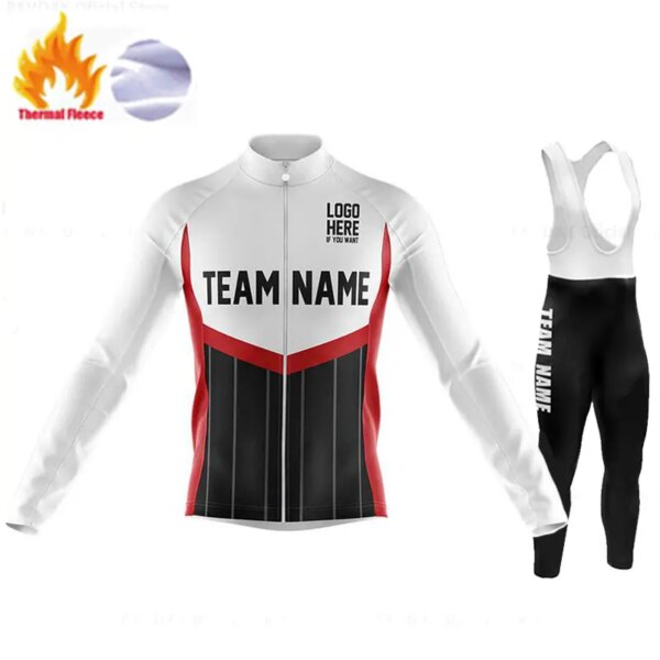 Conjunto de Jersey de Ciclismo de manga larga con nombre de equipo personalizado para Hombre, Maillot térmico de lana, ropa deportiva para Ciclismo de montaña