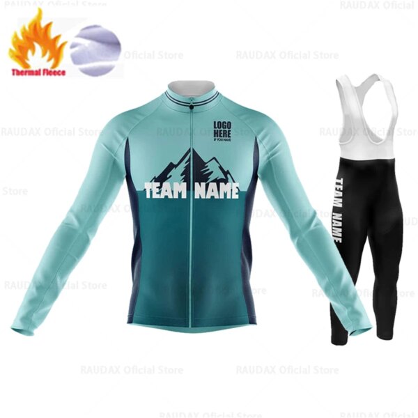 Nombre del equipo personalizado Mans manga larga camiseta para bicicleta de montaña traje de invierno térmico polar Ciclismo ropa caliente Maillot Ciclismo Hombre