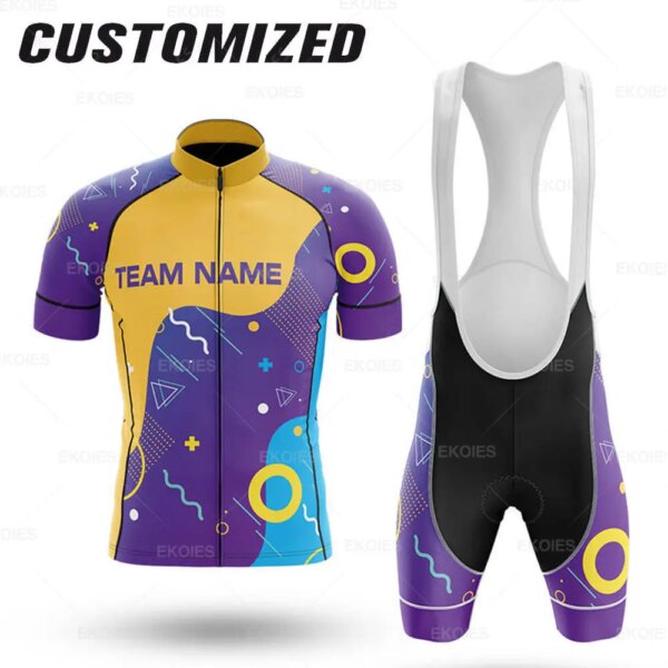 Conjunto de Jersey de ciclismo personalizado con nombre de equipo de verano, camiseta transpirable para equipo de carreras deporte, ropa de ciclismo para hombre, uniforme de bicicleta corta