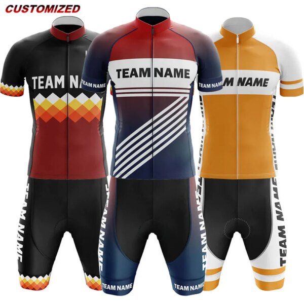 Nombre del equipo personalizado (4) conjuntos de Jersey de Ciclismo de manga corta para hombre, Maillot, Ropa de Ciclismo, deportes al aire libre, Ropa de bicicleta, camisetas