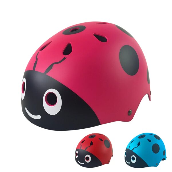 Lindo casco de patinaje de seguridad deportiva de mariquita molde integral para niños bicicleta Scooter cascos de esquí capacetes niños