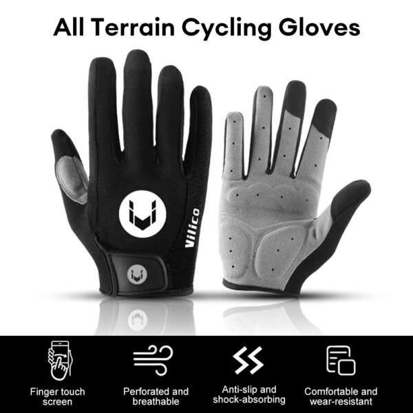 Guantes antideslizantes de dedo completo para ciclismo, guantes para bicicleta de montaña con almohadilla, guantes transpirables antideportes de choque para hombre, guantes cálidos para bicicleta MTB