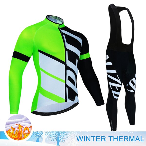 Babero de ciclismo para hombre, pantalones de Gel, ropa para bicicleta de montaña, Jersey, ropa térmica de invierno, traje deportivo para hombre, conjunto de lana para hombre 2024