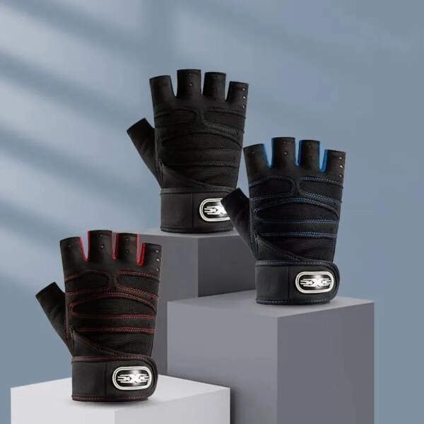 Guantes de ciclismo Guantes de medio dedo antideslizantes que absorben los golpes guantes transpirables para Fitness ciclismo deportes al aire libre Unisex