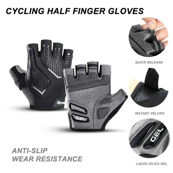 Guantes de medio dedo para ciclismo, antideslizantes, a prueba de golpes, de Gel de silicona, piezas de bicicleta