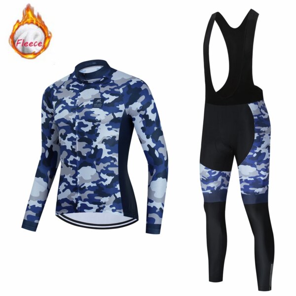 Jersey de ciclismo 2023 para hombre, Conjunto de Jersey de ciclismo de invierno, ropa de ciclismo de lana, pantalones de manga larga para bicicleta de montaña y carretera, Maillot y Culotte