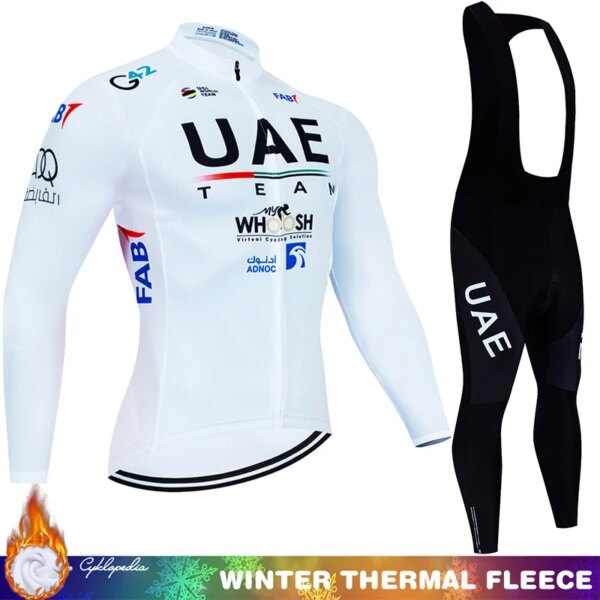 Jersey de ciclismo para hombre, ropa térmica de lana, pantalones de Gel, conjunto de camiseta profesional para ciclismo de montaña, Tricuta, invierno, UAE, 2024