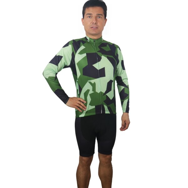 Jersey de ciclismo Camo para hombre, equipo profesional de manga corta, chaqueta verde para bicicleta de carretera, camisa para correr y escalar, ropa para bicicleta, Top con bolsillo para descenso