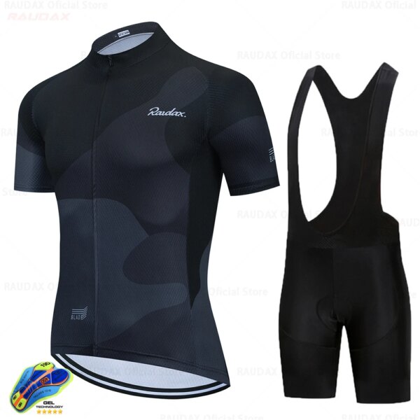 Conjunto de Jersey de ciclismo 2024 equipo Raudax pantalones cortos de bicicleta ropa de ciclismo Maillot de ciclismo Jersey Bib Shorts hombres ciclismo