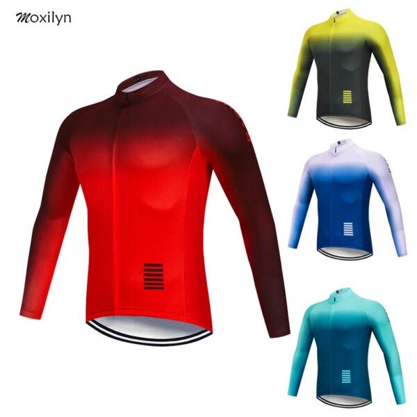 Conjunto de Jersey de ciclismo para hombre, ropa térmica de lana de manga larga, pantalones acolchados 9D, resistente al viento, transpirable, absorbente del sudor