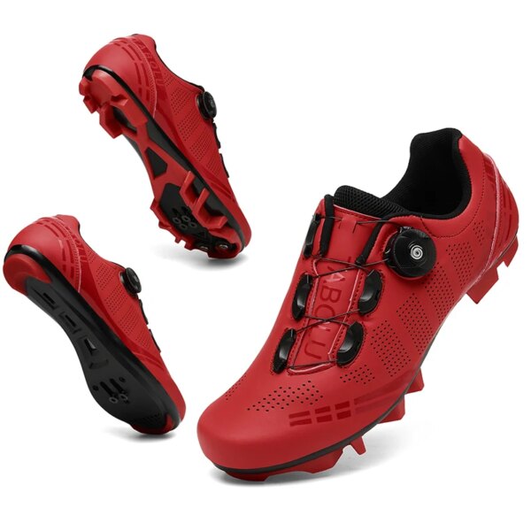 Zapatos de ciclismo MTB para hombre, tacos deportivos con cierre automático, zapatos para bicicleta de carretera, zapatillas de carreras de velocidad plana, calzado para bicicleta de montaña Spd para mujer