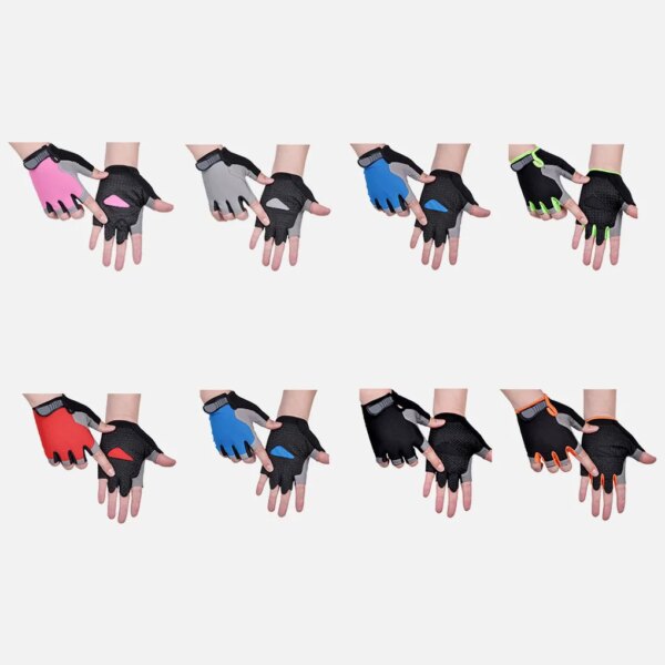 Manoplas de Ciclismo Manoplas Deportivas Antideslizantes a Prueba de Sudor Guantes de poliéster Unisex para Exteriores, Rosa, L